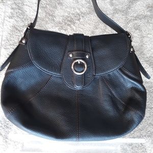 Black leather shoulder bag Furla